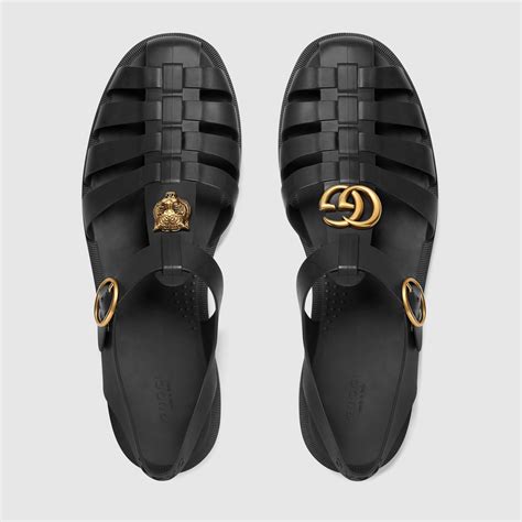 gucci men's rubber buckle strap sandals|Gucci rubber slide sandals outfit.